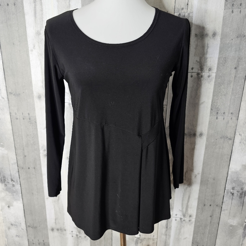Sympli Size 4 Black Jersey Knit Scoop Neck Long Sleeve Top
